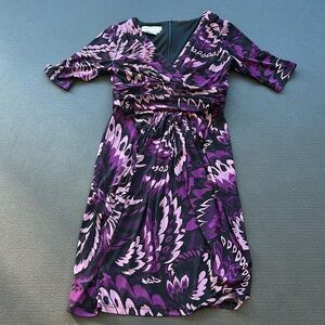 💜5 for $25 Maggy London Purple and Black Patterned Dress